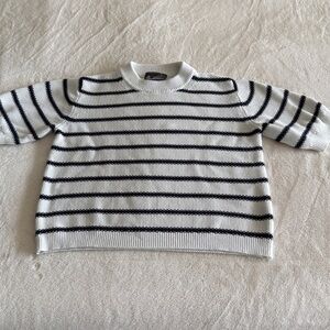 French Connection Off White and Blue Striped Knit Sweater  / S / 100% cotton